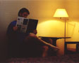 Perusing the hotel perks -- self-taken picture