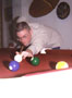 The Golden One, striking a pose on his new pool table